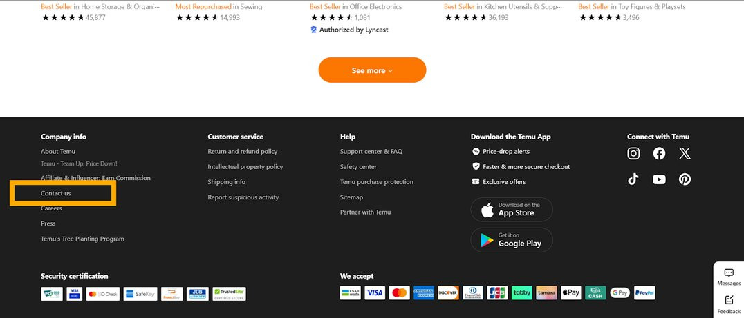 Click on the "Contact Us" button that appears at the bottom left of the home page