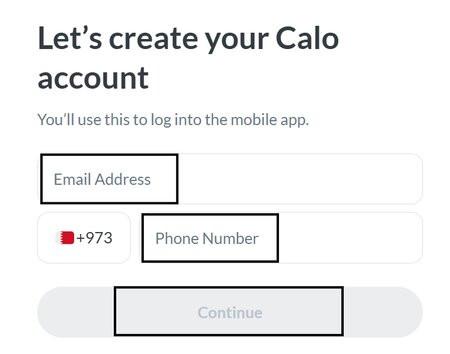 creating a Calo account