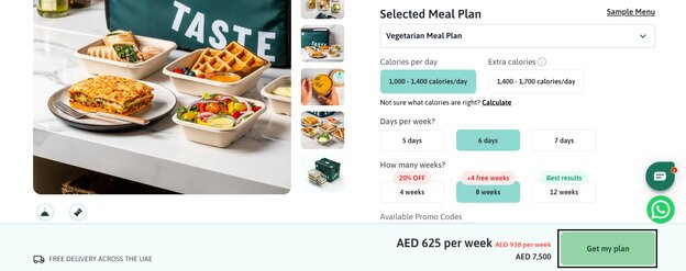 organizing meal plan at Kcal