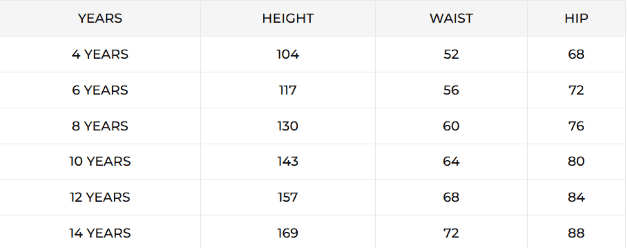 Riva boys' trousers size guide