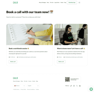 Calo Call Booking Page Calo Call Booking Page