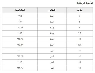 مقاسات امريكان ايجل للأحذية الرجالية